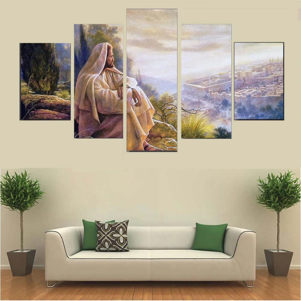 Unframed 5 Panel God Jesus In Thought Christian Modern Canvas Posters Wall Art Picture Paintings for Living Room Home Decor
Unframed 5 Panel God Jesus In Thought Christian Modern Canvas Posters Wall Art Picture Paintings for Living Room Home Decor