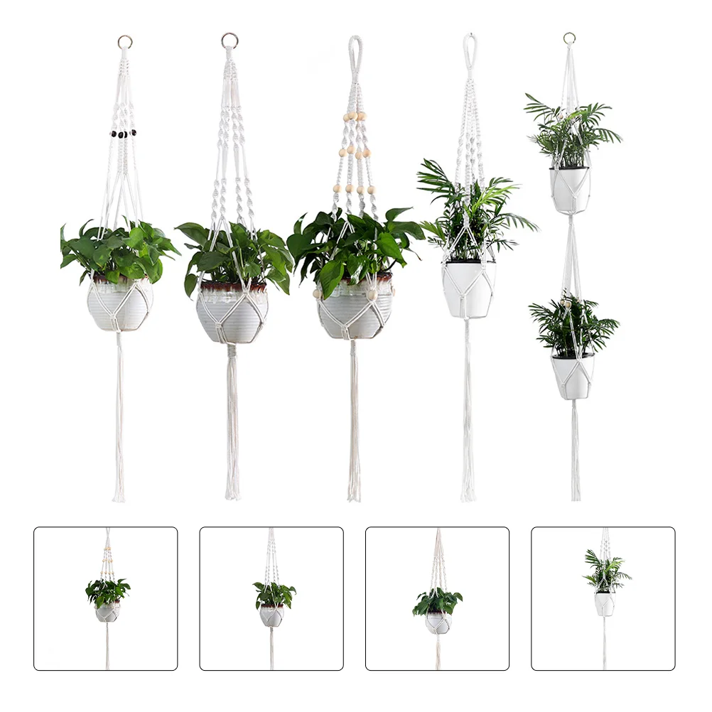 5 Pcs Woven Basket Flower Pot Hanging Rope Planter Baskets Flowerpot Hanger Decorate White Net
5 Pcs Woven Basket Flower Pot Hanging Rope Planter Baskets Flowerpot Hanger Decorate White Net