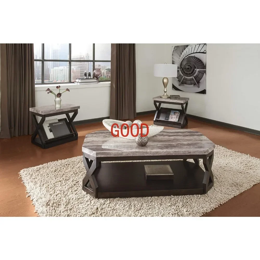 Includes Coffee Table and 2 End Tables Furniture Radilyn Faux Marble 3-Piece Table Set Gray & Brown Full Coffee Corner Mesas
Includes Coffee Table and 2 End Tables Furniture Radilyn Faux Marble 3-Piece Table Set Gray & Brown Full Coffee Corner Mesas