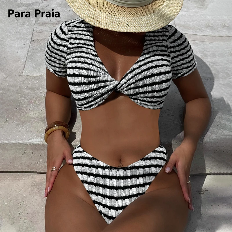 Para Praia Sexy Short Sleeve Striped Bikini Set 2025 Push Up Swimwear Women Brazilian Swimsuit Biquini High Waist Bathing Suit
Para Praia Sexy Short Sleeve Striped Bikini Set 2025 Push Up Swimwear Women Brazilian Swimsuit Biquini High Waist Bathing Suit