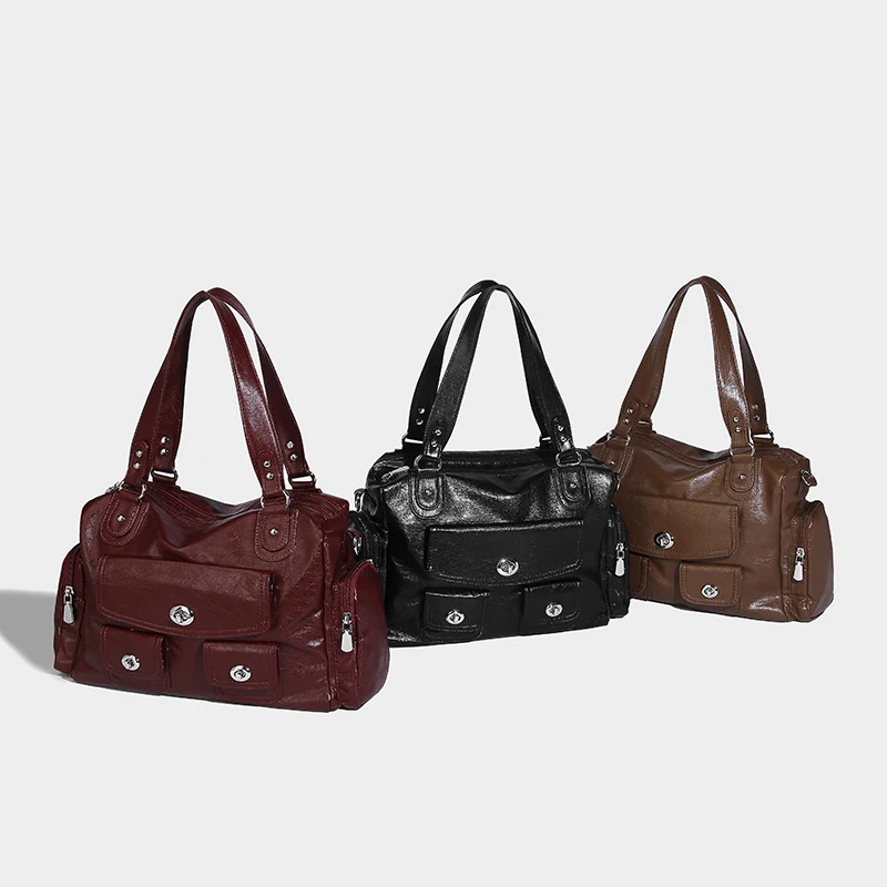 Fashionable female retro pu leather large capacity shoulder bag designer luxury chic tramp zipper closed shoulder shopping tote
Fashionable female retro pu leather large capacity shoulder bag designer luxury chic tramp zipper closed shoulder shopping tote