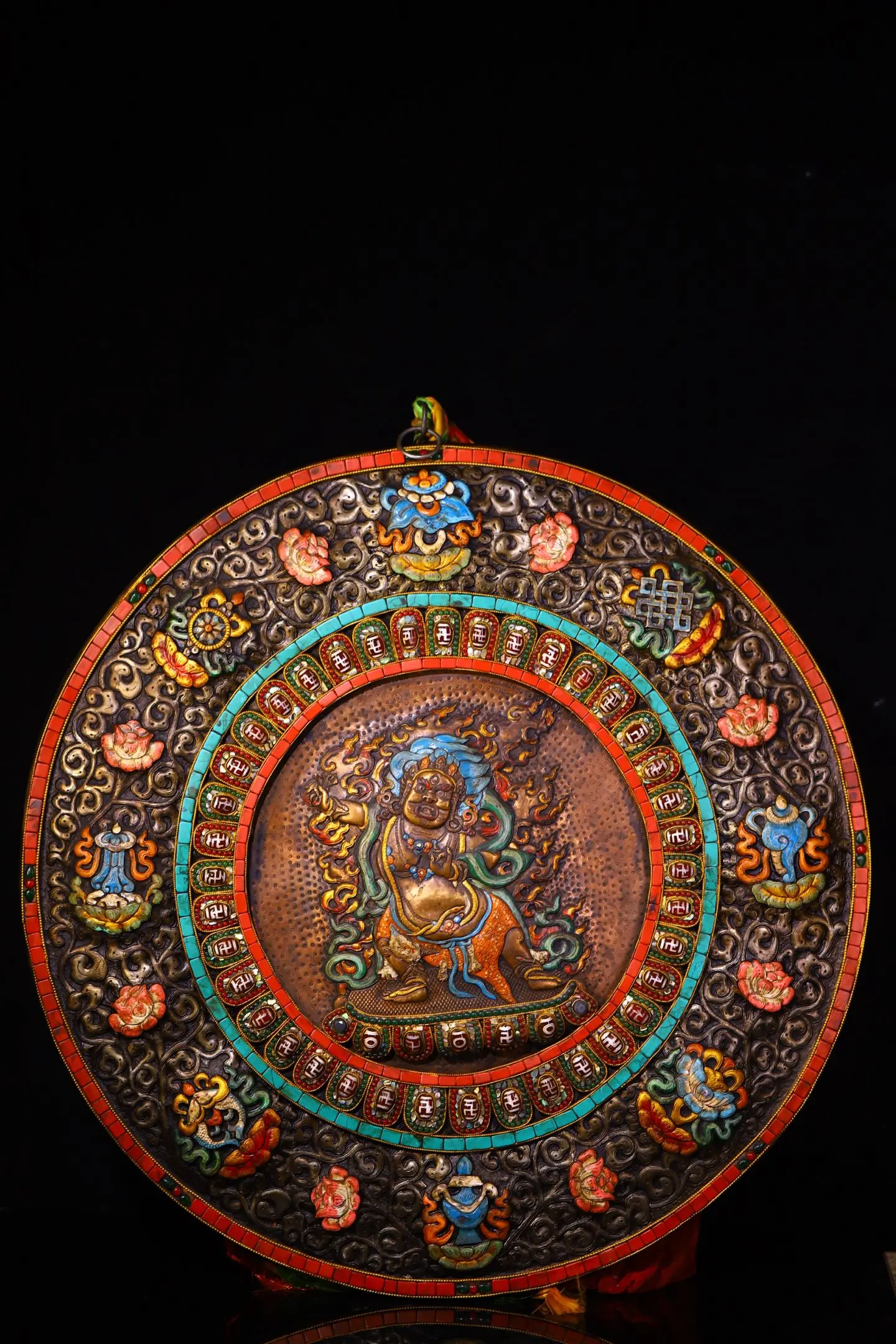 20"Tibetan Temple Collection Old Tiantie Mosaic Gem gZi Beads Turquoise Vajrayana Bodhisattva Buddha Tangka hanging panel
20"Tibetan Temple Collection Old Tiantie Mosaic Gem gZi Beads Turquoise Vajrayana Bodhisattva Buddha Tangka hanging panel