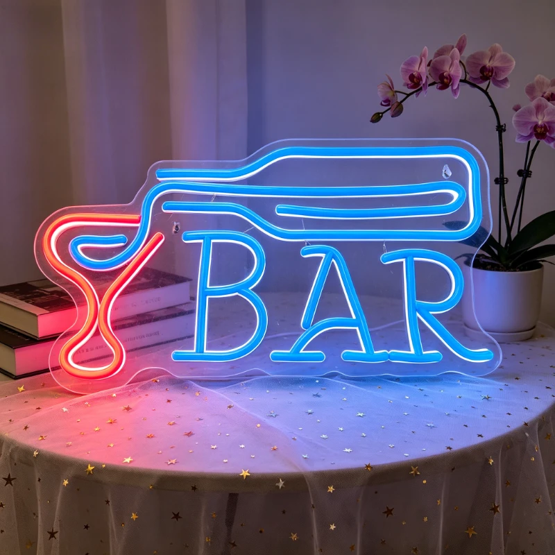 LED Neon Sign BAR with Cocktail Glass and Bottle for Home Bar Party Decor Romantic Ambient Lighting Night Light Gift
LED Neon Sign BAR with Cocktail Glass and Bottle for Home Bar Party Decor Romantic Ambient Lighting Night Light Gift