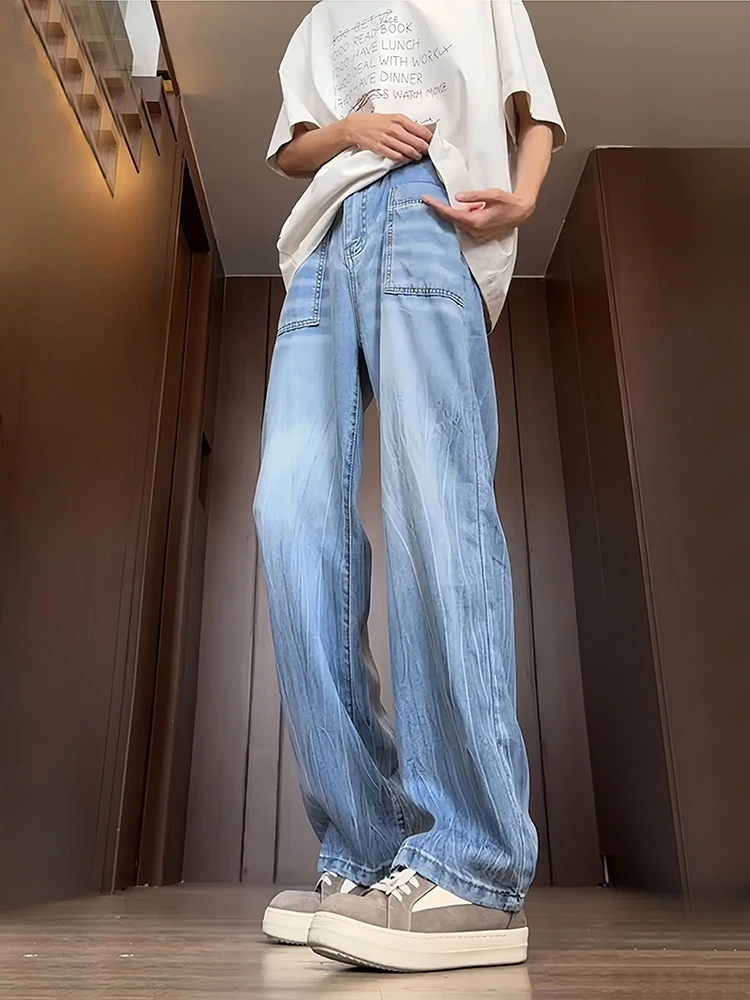 Lysel Silk Thunder Pattern Мужские летние тонкие прямые джинсы Cool Feeling Ice Silk Jeans American High Street Sle Свободный крой
Lysel Silk Thunder Pattern Мужские летние тонкие прямые джинсы Cool Feeling Ice Silk Jeans American High Street Sle Свободный крой