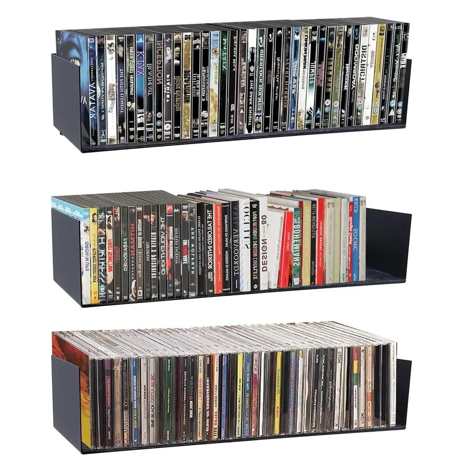 Настенные металлические полки-стеллажи для книг, CD и DVD дисков, черные, набор из 3 штук
Настенные металлические полки-стеллажи для книг, CD и DVD дисков, черные, набор из 3 штук