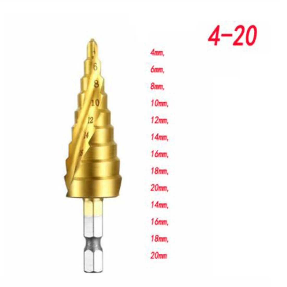 4-12/20/32mm Step Drill Bits Cone Cutting Detailing Grooved Hex Shank Spiral Center Drilling Parts Accessories
4-12/20/32mm Step Drill Bits Cone Cutting Detailing Grooved Hex Shank Spiral Center Drilling Parts Accessories