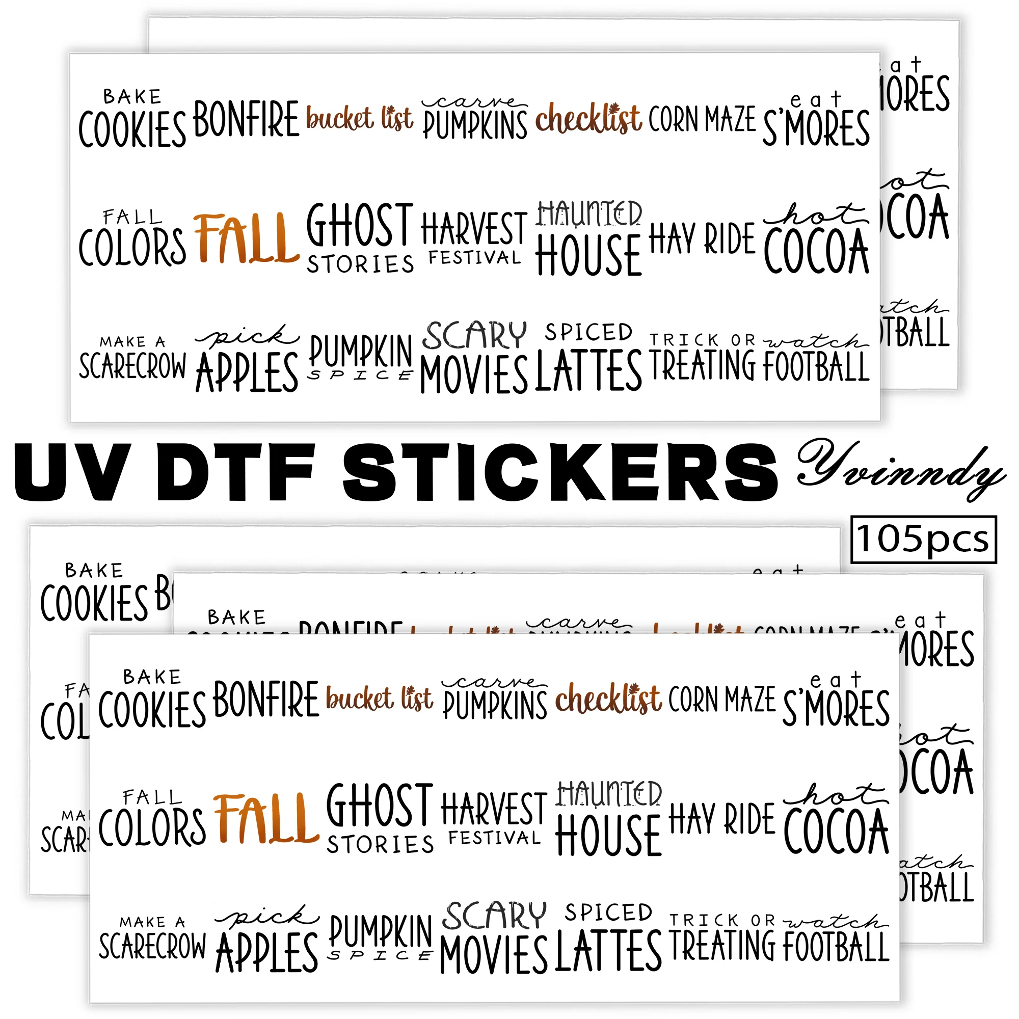 105Pcs/Set Autumn-themed text Keychain Transfer Paper UV DTF Transfer Paper Durable High-viscosity Transfer Paper
105Pcs/Set Autumn-themed text Keychain Transfer Paper UV DTF Transfer Paper Durable High-viscosity Transfer Paper