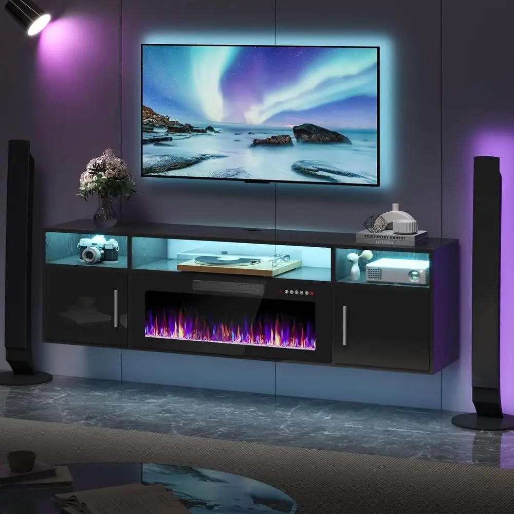 70 Wall-Mounted Entertainment Center, 36 ireplace or TVs Up to 80, LED Modern Wood TV Stand for Living Room in Black
70 Wall-Mounted Entertainment Center, 36 ireplace or TVs Up to 80, LED Modern Wood TV Stand for Living Room in Black