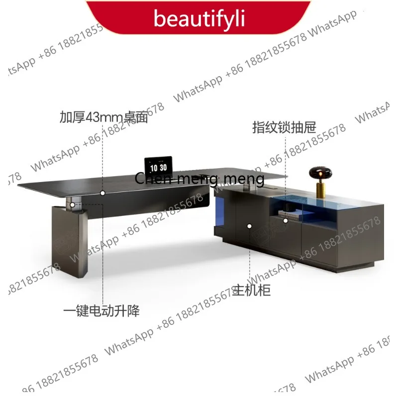 01A Office boss table, intelligent lifting table, light luxury president's office, simple and modern supervisor, large class des
01A Office boss table, intelligent lifting table, light luxury president's office, simple and modern supervisor, large class des