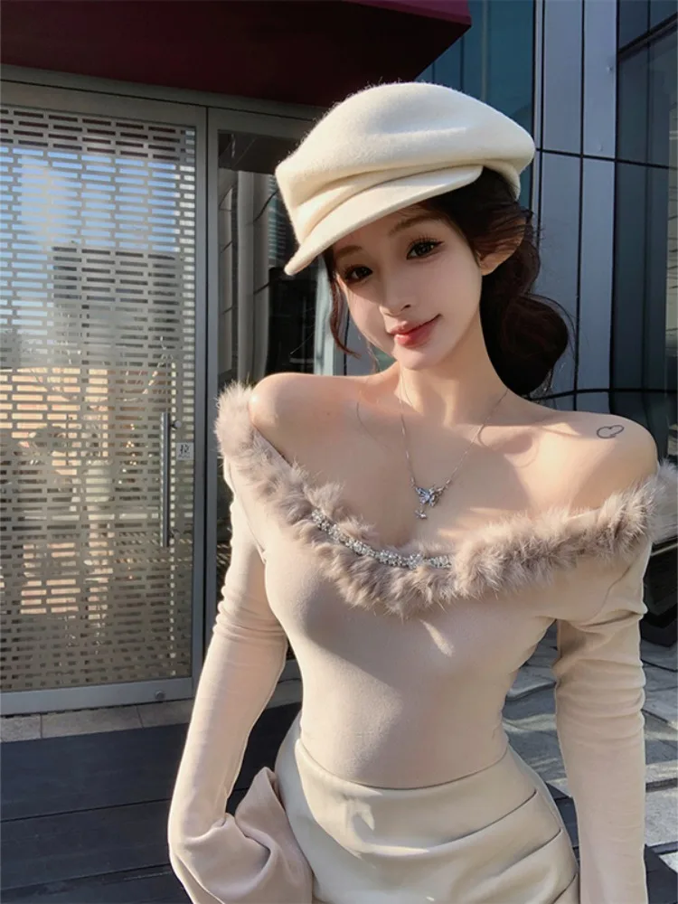 Pure Desire Splice Shoulder T-Shirt Women's Autumn Winter New Korean Style Slimming Base Layer Top Long Sleeve Bell Sleeve
Pure Desire Splice Shoulder T-Shirt Women's Autumn Winter New Korean Style Slimming Base Layer Top Long Sleeve Bell Sleeve
