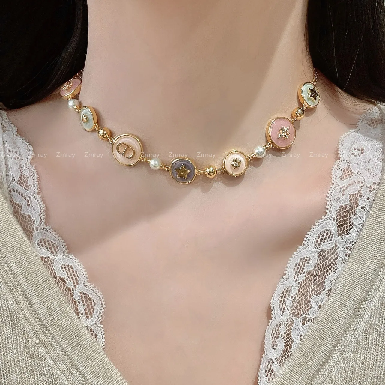 Colorful dopamine pearl necklace, female star flower, heart-shaped necklace, collarbone chain
Colorful dopamine pearl necklace, female star flower, heart-shaped necklace, collarbone chain