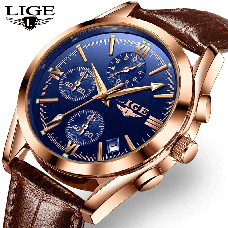 LIGE Quartz Man Watch Sports Chronograph Waterproof Luminous Leather Strap Waterproof Luxury Business Watch for Men
LIGE Quartz Man Watch Sports Chronograph Waterproof Luminous Leather Strap Waterproof Luxury Business Watch for Men