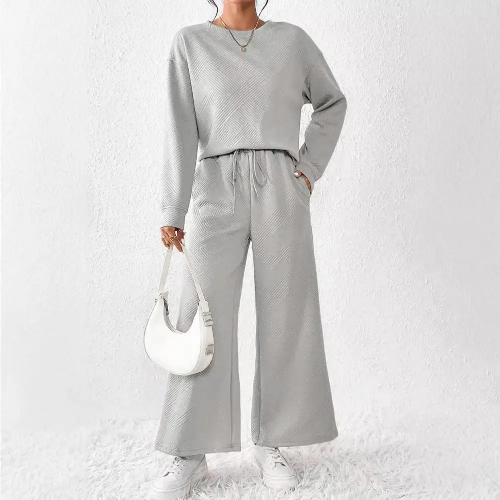 Women Casual Suit Set Women's Textured Solid Color Sweatshirt Wide Leg Trousers Set for Daily Wear Round Neck Long Sleeves Sport
Women Casual Suit Set Women's Textured Solid Color Sweatshirt Wide Leg Trousers Set for Daily Wear Round Neck Long Sleeves Sport
