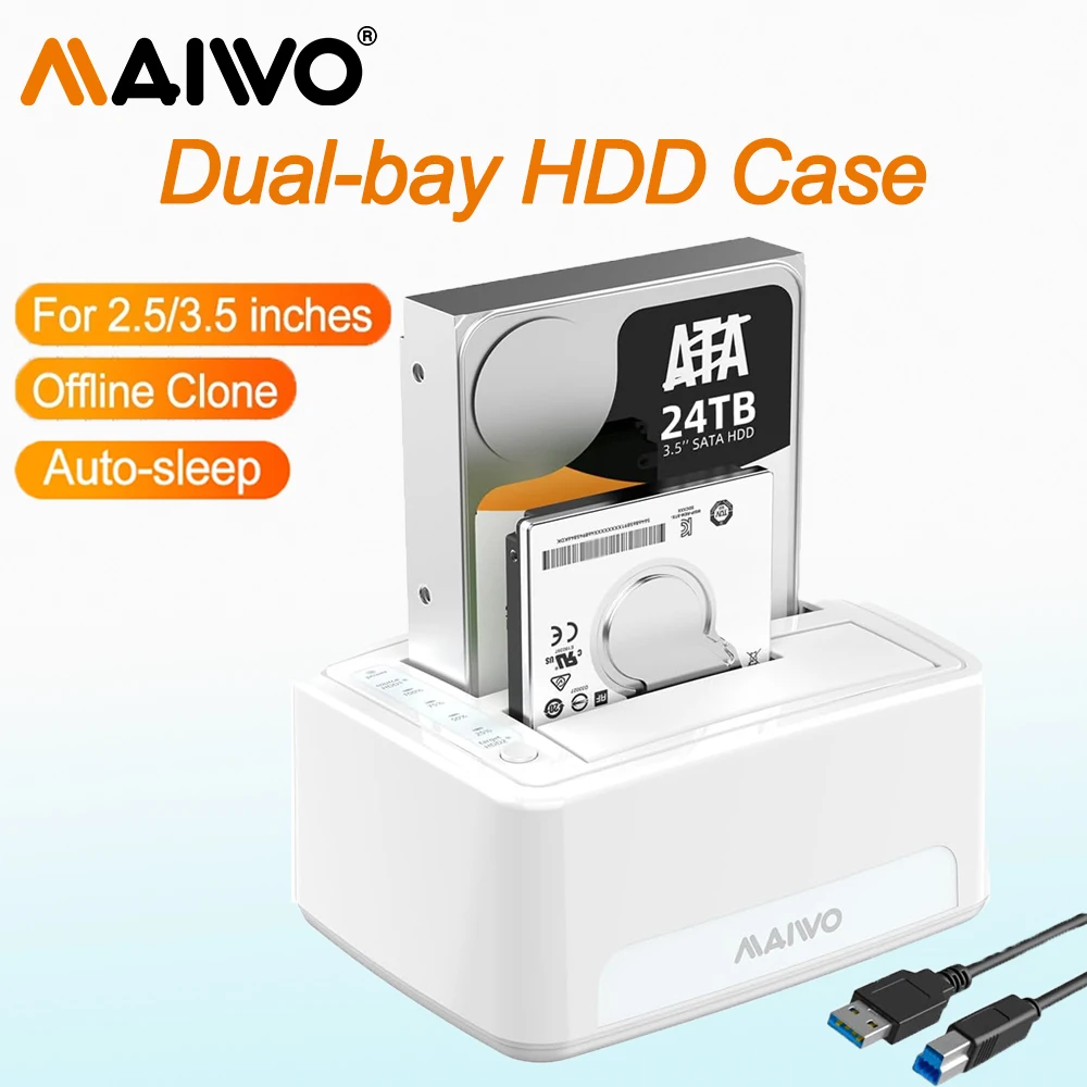 MAIWO HDD Docking Station Enclosure with Offline Clone SATA to USB 3.0 Adapter for 2.5 3.5 HDD SSD Disk Case Dock Hard Drive Box
MAIWO HDD Docking Station Enclosure with Offline Clone SATA to USB 3.0 Adapter for 2.5 3.5 HDD SSD Disk Case Dock Hard Drive Box