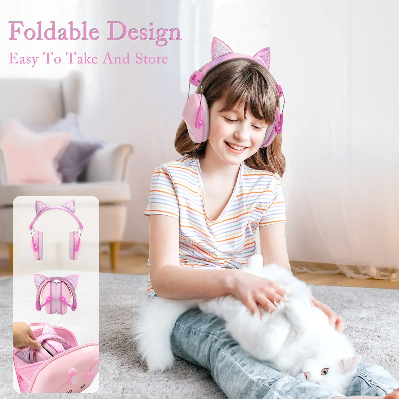 Cute Children Anti-Noise Earmuffs Pink Cat Ears Kid Hearing Protection Adjustable Ear Protector For Study Sleep Noise Cancelling
Cute Children Anti-Noise Earmuffs Pink Cat Ears Kid Hearing Protection Adjustable Ear Protector For Study Sleep Noise Cancelling