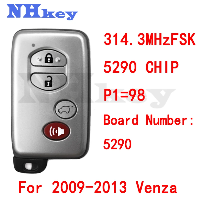 NHKEY, 4 кнопки с паникой, 314,3 МГц, 5290 плата, фотосеребряный смарт-ключ для 2009 2010 2012 Toyota Venza
NHKEY, 4 кнопки с паникой, 314,3 МГц, 5290 плата, фотосеребряный смарт-ключ для 2009 2010 2012 Toyota Venza