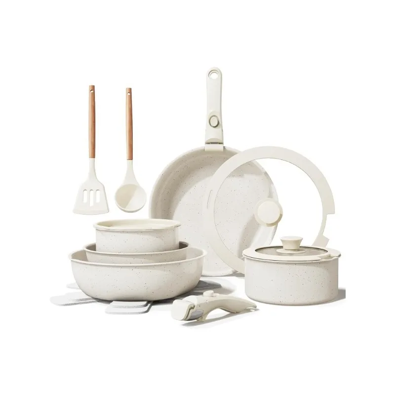 Ceramic Nonstick Cookware Set, Healthy,Non Toxic,17-Pieces Pots and Pans Set Removable Handles,Induction RV Kitchen Set,Stain &
Ceramic Nonstick Cookware Set, Healthy,Non Toxic,17-Pieces Pots and Pans Set Removable Handles,Induction RV Kitchen Set,Stain &