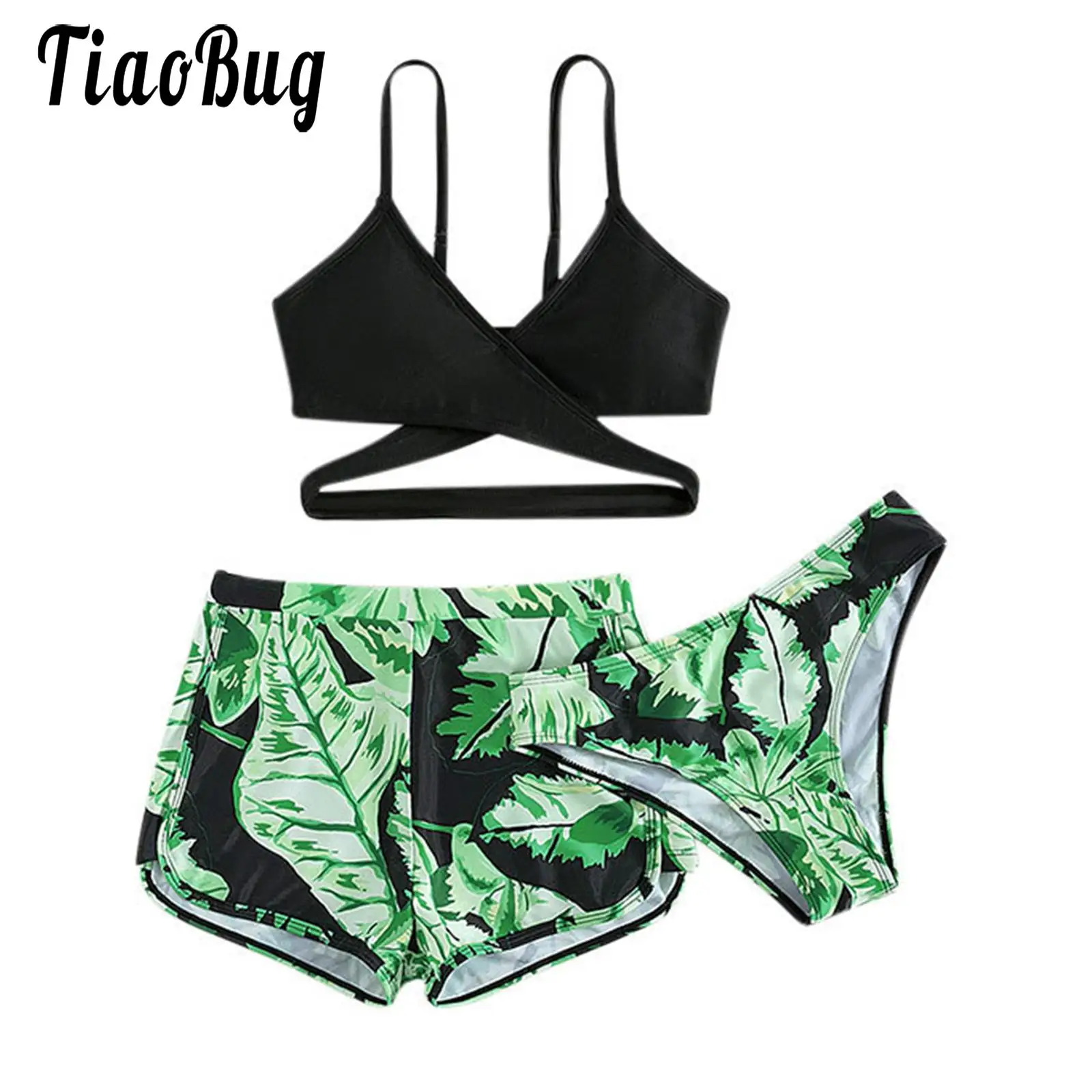 8-10years Girls Tropical Swimsuit Three Piece Swimming Shorts Bikini Bra Print Swim Briefs Swimwear For Children Summer Swimwear
8-10years Girls Tropical Swimsuit Three Piece Swimming Shorts Bikini Bra Print Swim Briefs Swimwear For Children Summer Swimwear