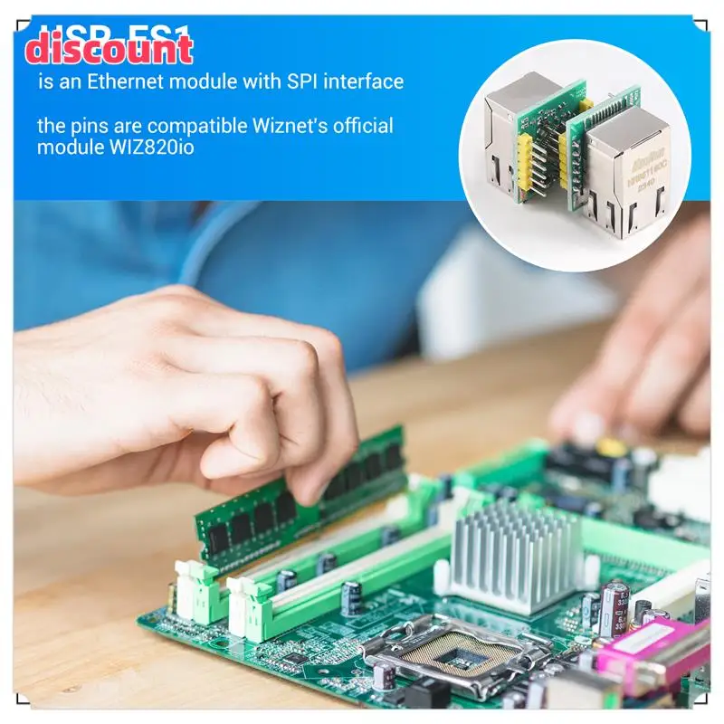 Classic-2PCS/LOT USR-ES1 W5500 Chip New SPI To LAN/ Ethernet Converter TCP/IP Mod Module
Classic-2PCS/LOT USR-ES1 W5500 Chip New SPI To LAN/ Ethernet Converter TCP/IP Mod Module