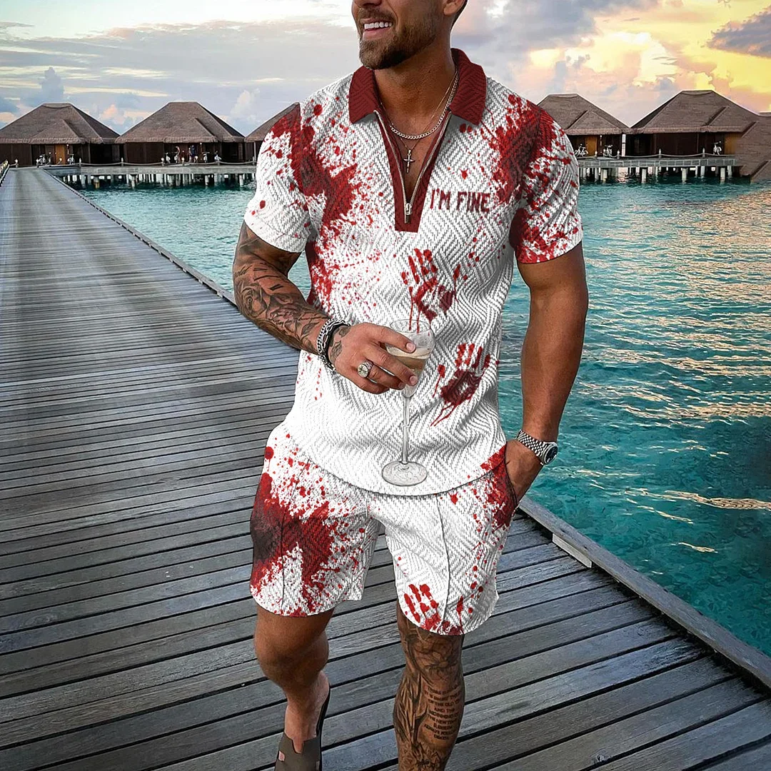 Fashion Halloween blood coats Man Sets Summer Trend Men's Tracksuit Set 3D Print Casual Zipper Polo Shirt and Shorts 2pcs Sets
Fashion Halloween blood coats Man Sets Summer Trend Men's Tracksuit Set 3D Print Casual Zipper Polo Shirt and Shorts 2pcs Sets