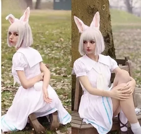 Women Haru Rabbit Short Sleeve Dress with Headwear Socks Anime Beastars Cosplay Costume White Sailor Uniform Halloween Carnival
Women Haru Rabbit Short Sleeve Dress with Headwear Socks Anime Beastars Cosplay Costume White Sailor Uniform Halloween Carnival