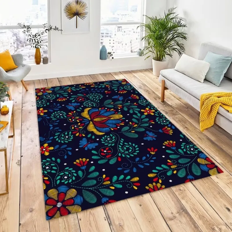 Traditional Mexican Floral Carpet Day of The Dead Home Decor Rugs Flower Modern Rug Colorful Ethnic Flower Pattern Rug Non Slip
Traditional Mexican Floral Carpet Day of The Dead Home Decor Rugs Flower Modern Rug Colorful Ethnic Flower Pattern Rug Non Slip