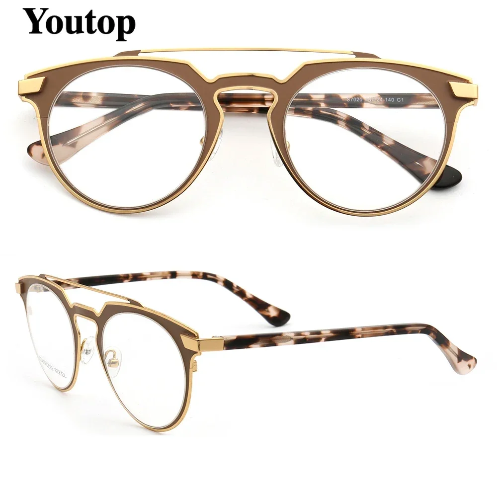 Women Vintage Round Eyeglass Frames Men Metal Optical Glasses Frames Double Bridge Stainless Steel Brown Tortoise Prescription
Women Vintage Round Eyeglass Frames Men Metal Optical Glasses Frames Double Bridge Stainless Steel Brown Tortoise Prescription