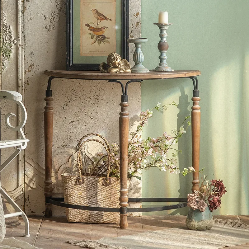 Cross-border American solid wood retro entrance table B & B old decoration display stand living room assembled against
Cross-border American solid wood retro entrance table B & B old decoration display stand living room assembled against