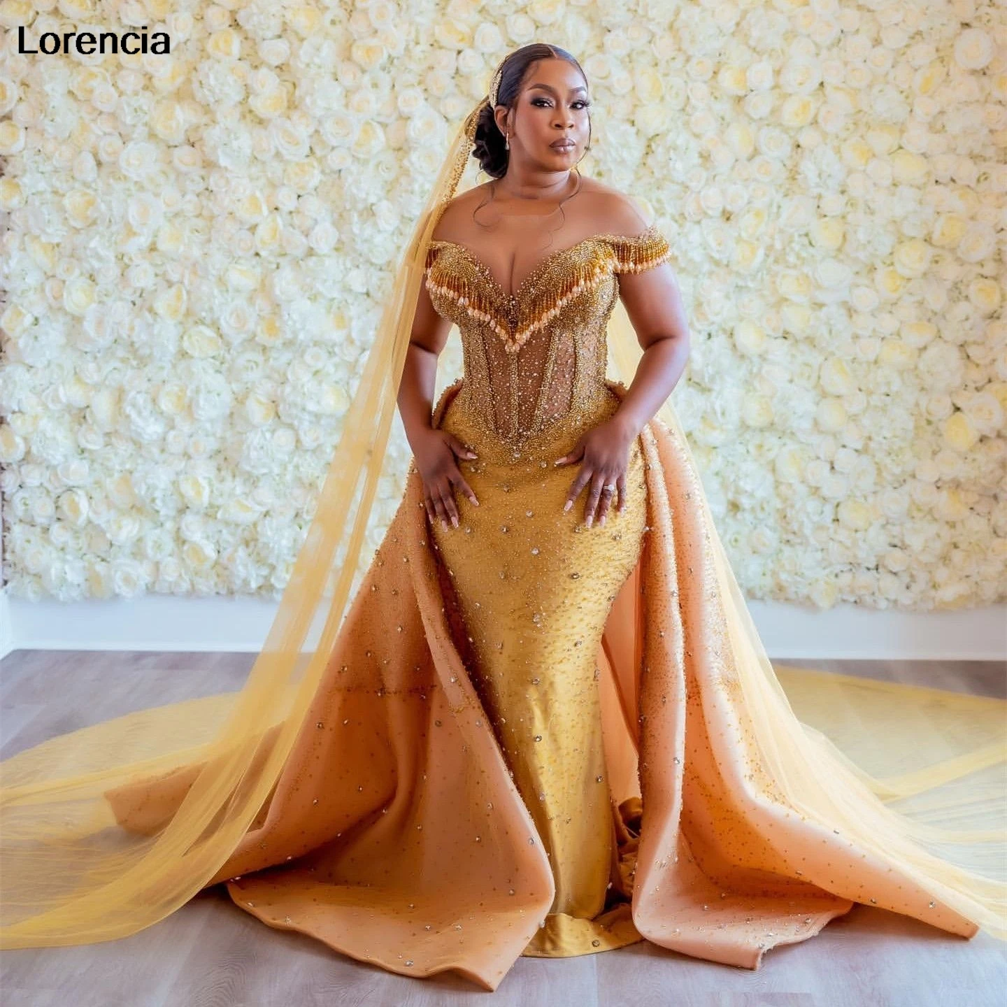 Customized Arabic Aso Ebi Gold Mermaid Prom Dress Shiny Beaded Crystal African Tulle Formal Evening Gown Robe De Sorrie YPD350
Customized Arabic Aso Ebi Gold Mermaid Prom Dress Shiny Beaded Crystal African Tulle Formal Evening Gown Robe De Sorrie YPD350