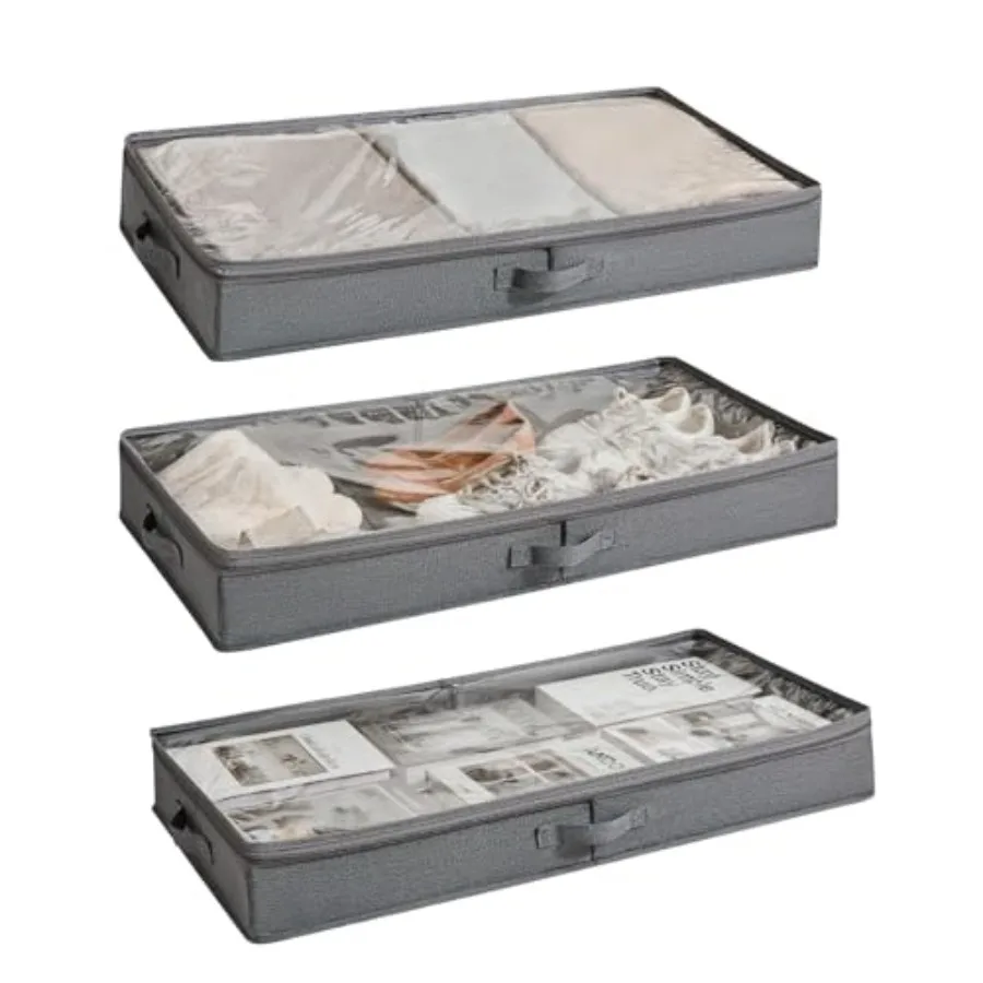 3 Pack Under Bed Storage Containers, Low Profile Underbed Shoes and Clothes Storage Organizer with Sturdy SidewallsBottom, Larg
3 Pack Under Bed Storage Containers, Low Profile Underbed Shoes and Clothes Storage Organizer with Sturdy SidewallsBottom, Larg