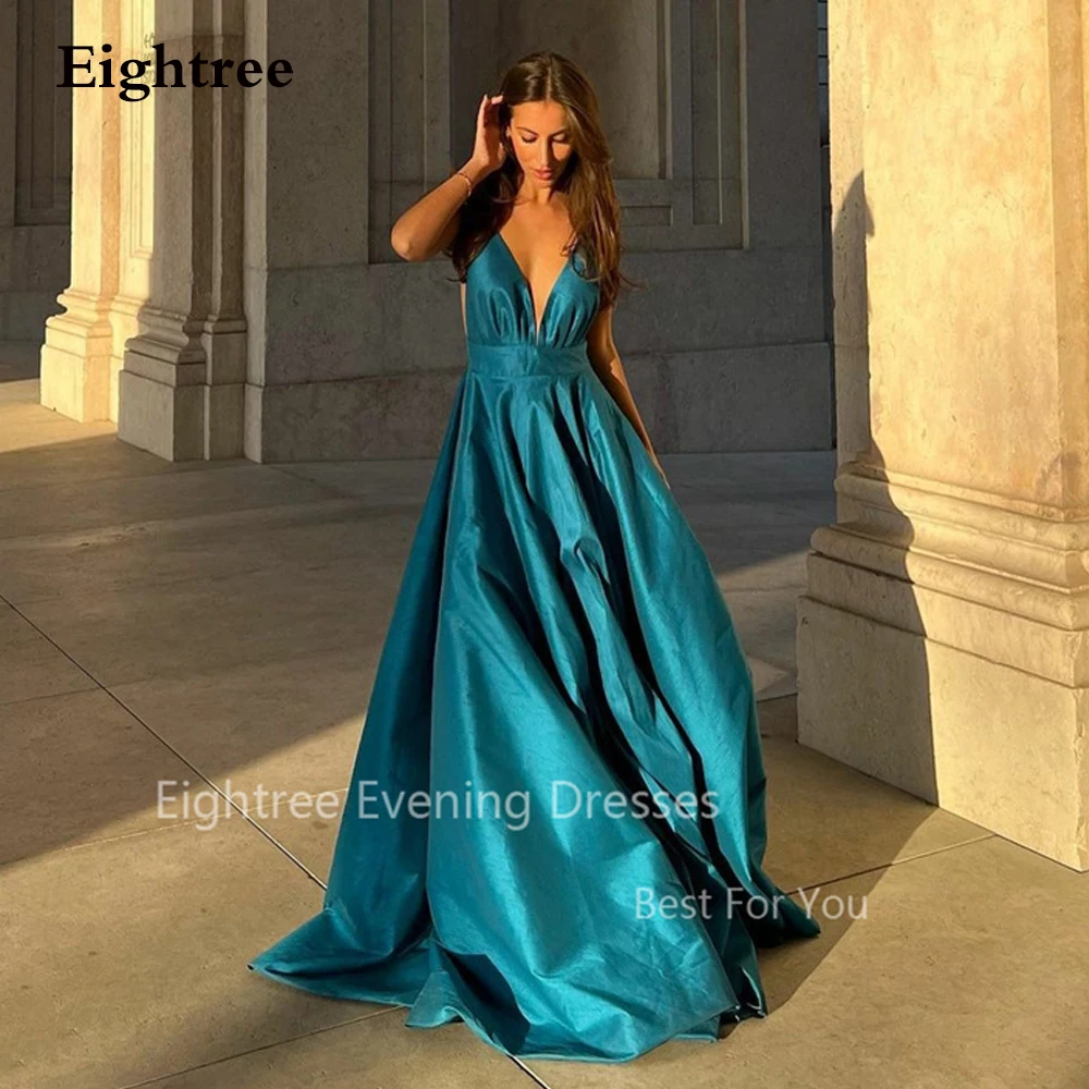 Eightree Elegant Modern Evening Dresses A Line Spaghetti strap Backless V neck Prom Dress Pleats Party Gowns vestidos para mujer
Eightree Elegant Modern Evening Dresses A Line Spaghetti strap Backless V neck Prom Dress Pleats Party Gowns vestidos para mujer