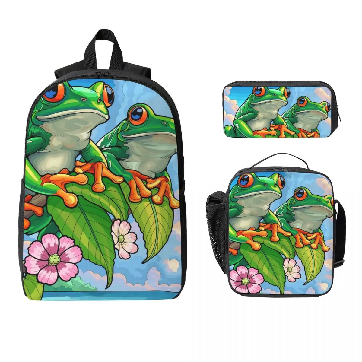 Cartoon Jungle Frogs Backpack Boys Girls BookBag School Bag Computer Shoulder Bags 3ps Insulated Lunch Bag Pencil Case
Cartoon Jungle Frogs Backpack Boys Girls BookBag School Bag Computer Shoulder Bags 3ps Insulated Lunch Bag Pencil Case