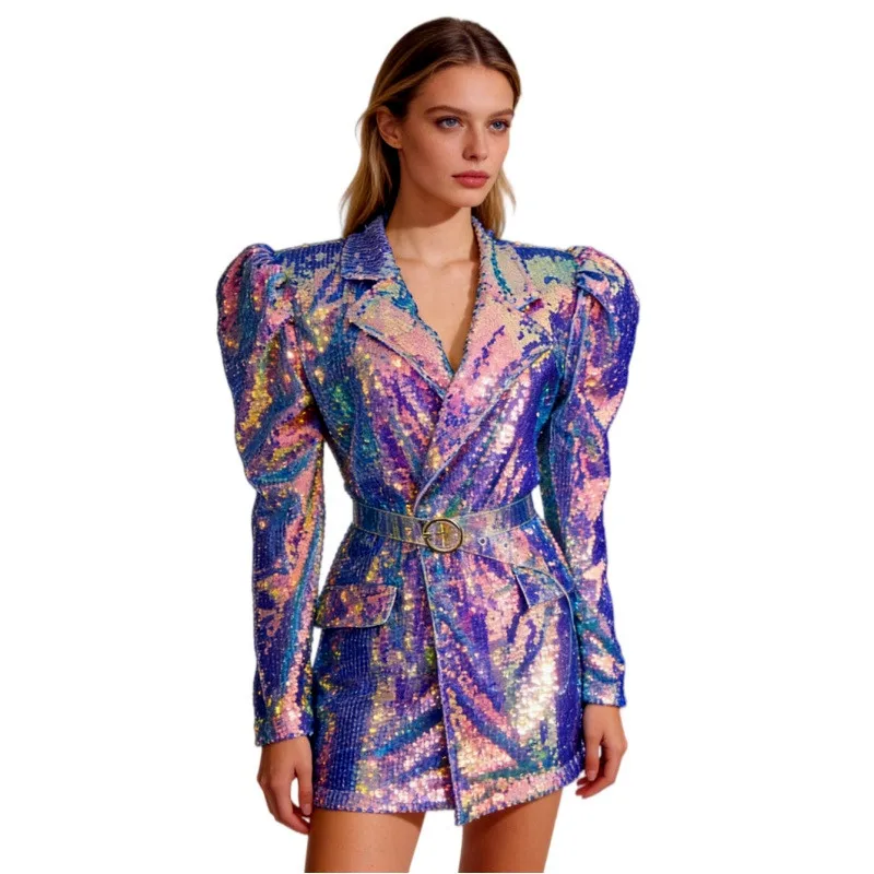Sparkly Orange Purple Sequins Blazer Dress Women Birthday Party Celebrity Casual Coat Singer Stage Performance Shiny Costume
Sparkly Orange Purple Sequins Blazer Dress Women Birthday Party Celebrity Casual Coat Singer Stage Performance Shiny Costume