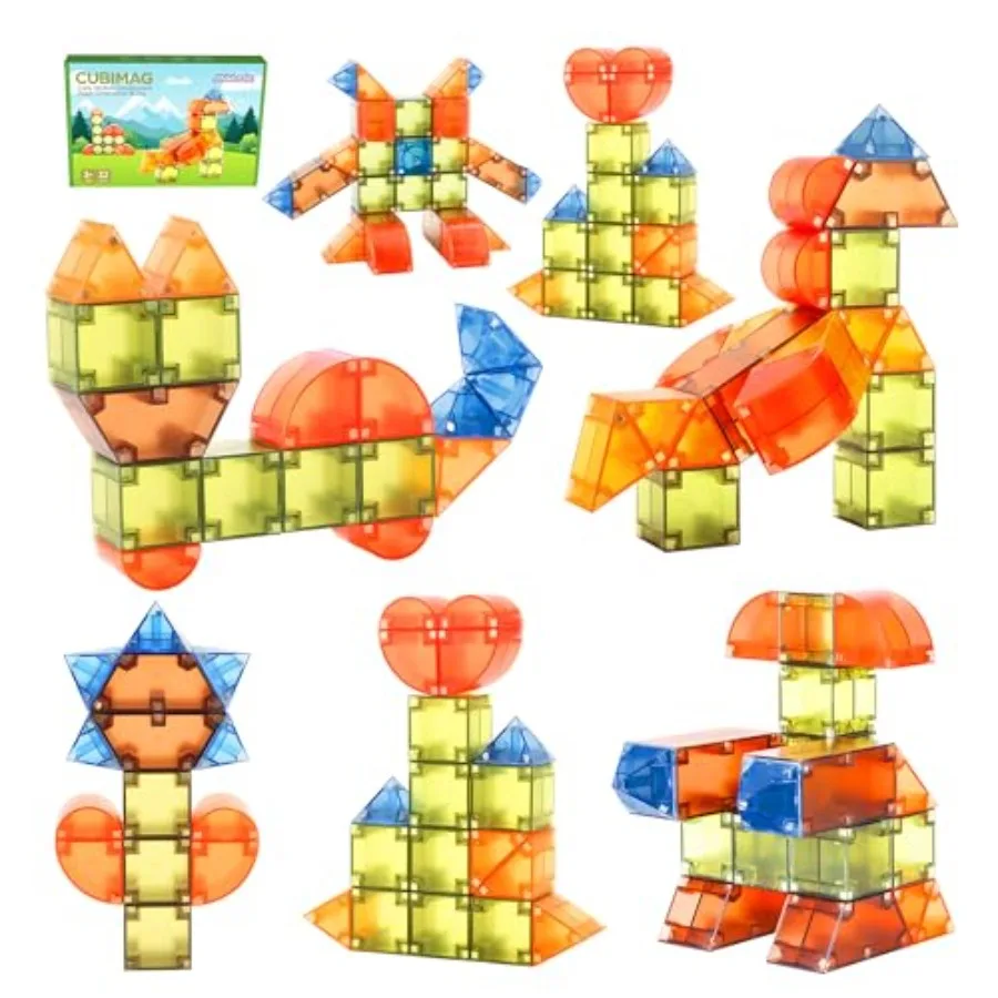Magnetic Building Blocks 1.38 inches Magnetic Tiles - 3D Building Blocks for Toddlers 1-3 and Ages 4-8, STEM Educational Magnet
Magnetic Building Blocks 1.38 inches Magnetic Tiles - 3D Building Blocks for Toddlers 1-3 and Ages 4-8, STEM Educational Magnet