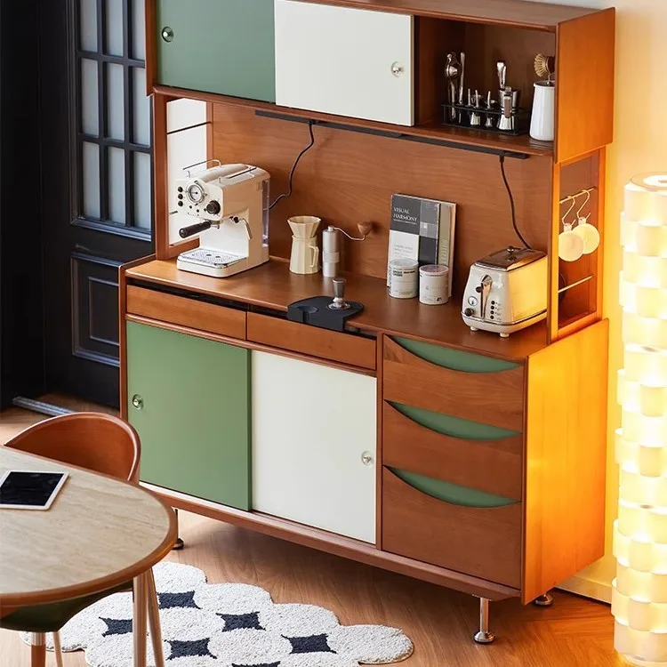 Solid wood dining side cabinet, household small apartment stainless steel color matching tea living room against the wall storag
Solid wood dining side cabinet, household small apartment stainless steel color matching tea living room against the wall storag