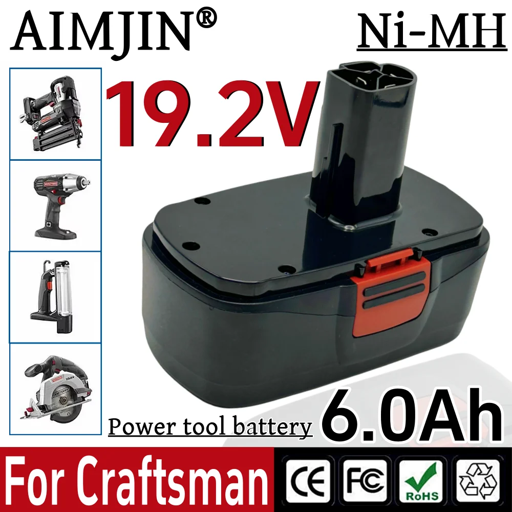 For Craftsman 19.2V Power Tool Battery 6000mAh Ni-MH Rechargeable Battery Replacement PP2011 PP2030 130156001 130279005
For Craftsman 19.2V Power Tool Battery 6000mAh Ni-MH Rechargeable Battery Replacement PP2011 PP2030 130156001 130279005
