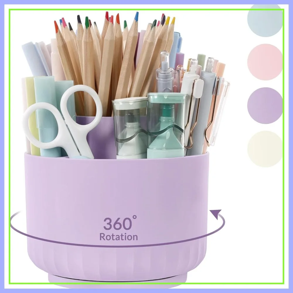 360° Rotating Desk Organizer, Dual-Purpose Pencil Holder with 5 Slots, Purple
360° Rotating Desk Organizer, Dual-Purpose Pencil Holder with 5 Slots, Purple