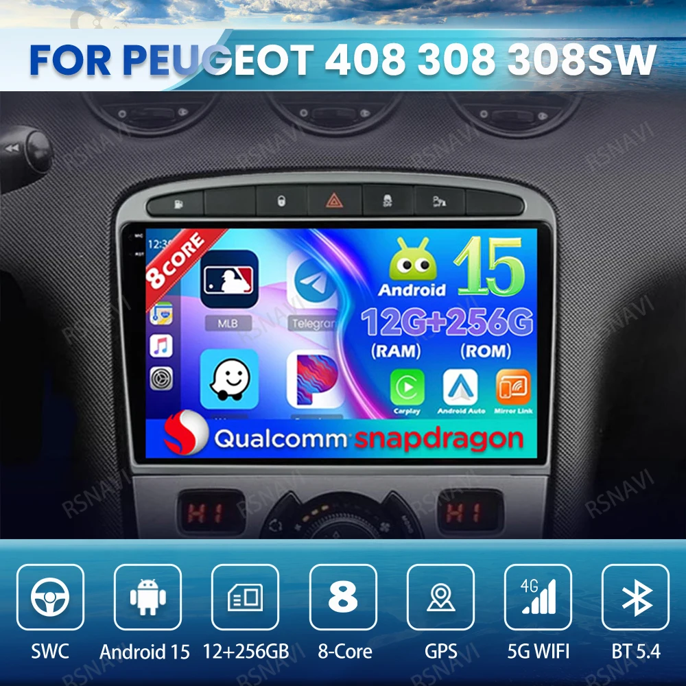 Автомобильное радио Android 15 для Peugeot 408 308 308SW 4G LTE GPS BT Qualcomm навигация головное устройство мультимедиа DVD DSP авторадио стерео
Автомобильное радио Android 15 для Peugeot 408 308 308SW 4G LTE GPS BT Qualcomm навигация головное устройство мультимедиа DVD DSP авторадио стерео