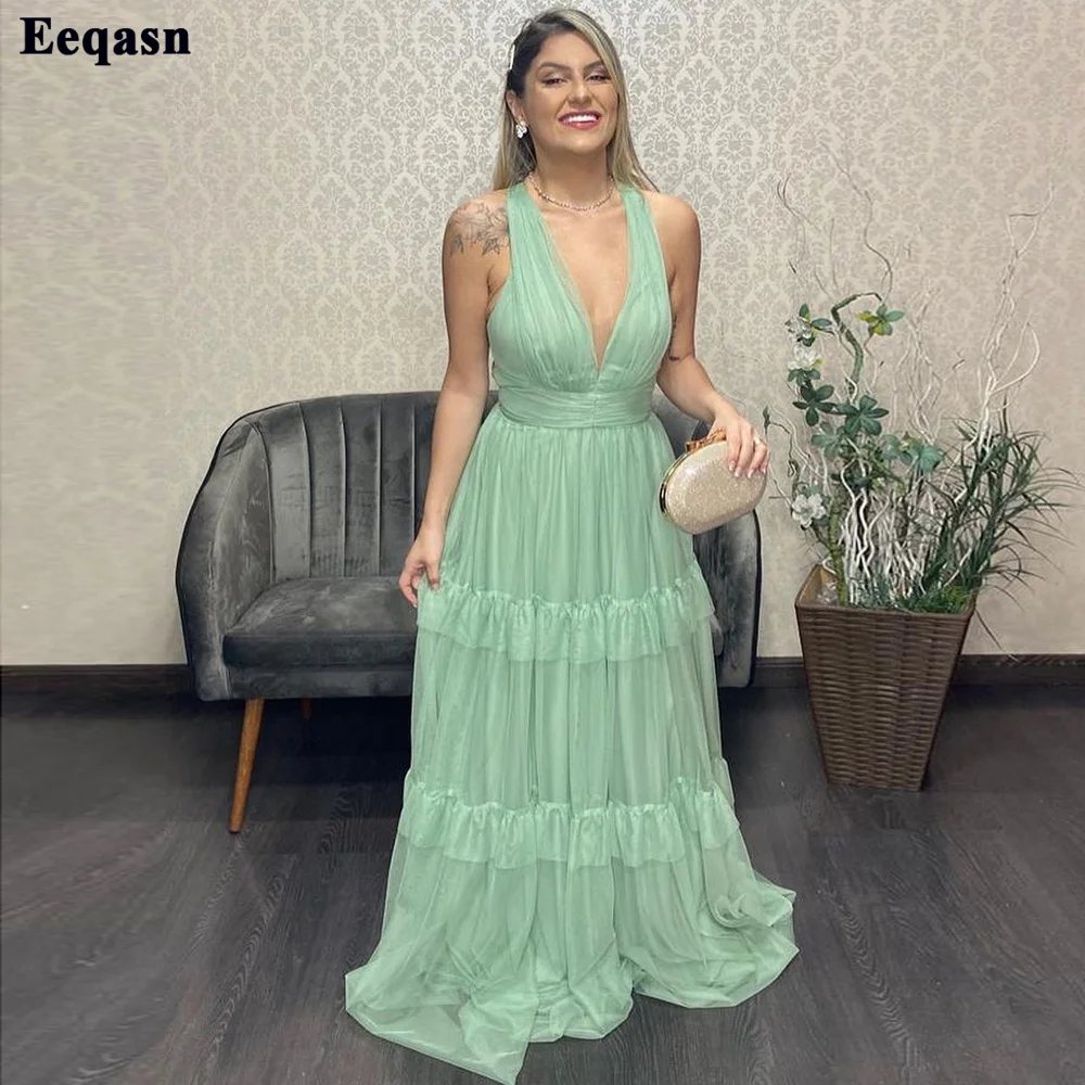 Eeqasn Chic Mint Green Long Prom Dresses Deep V-Neck Evening Gowns 2023 Tiered Skirt Prom Gowns Formal Party Occasion Dress
Eeqasn Chic Mint Green Long Prom Dresses Deep V-Neck Evening Gowns 2023 Tiered Skirt Prom Gowns Formal Party Occasion Dress