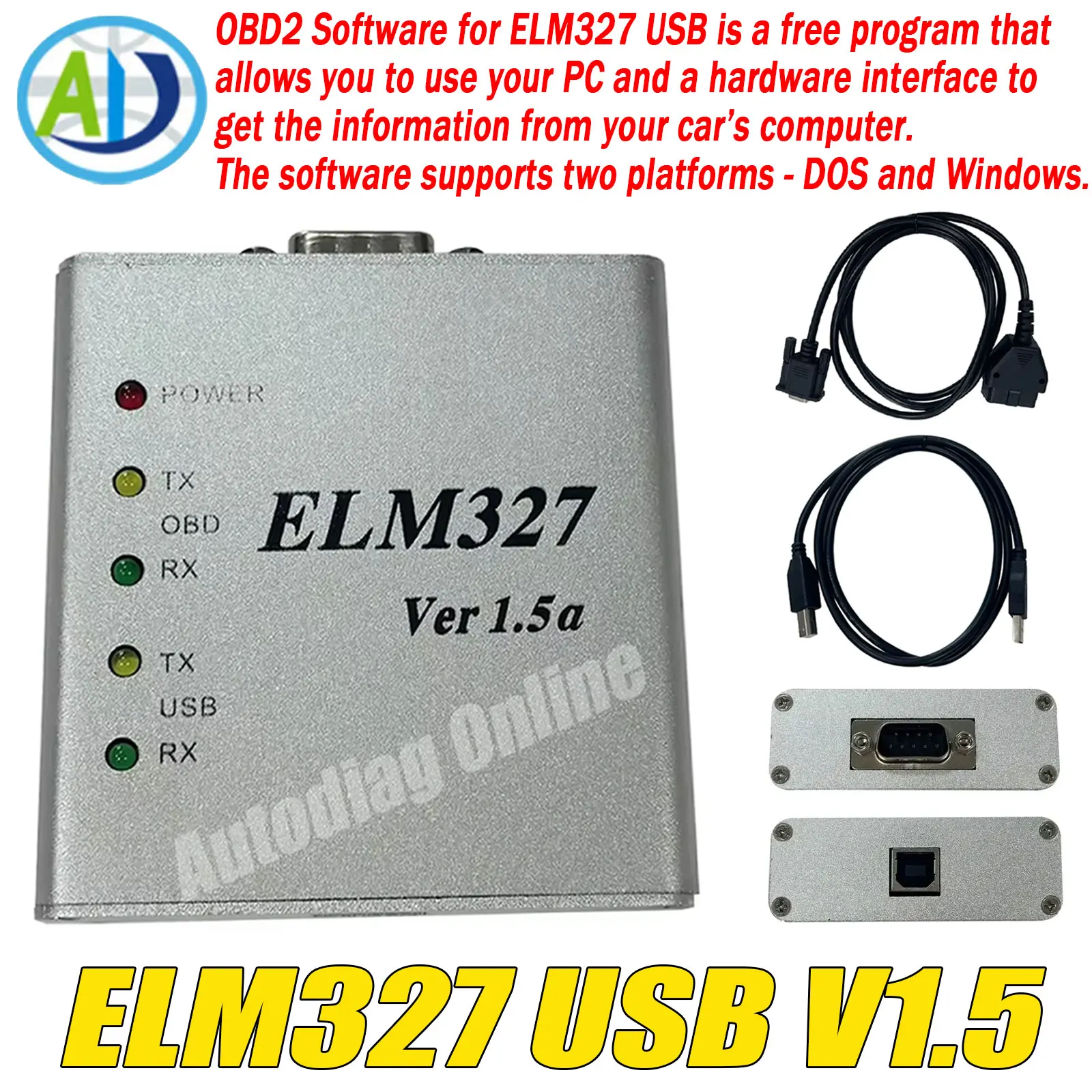 ELM327 USB with Original PIC18F2480 FT232RL Chips Automotive Compatible with DOS/Windows Code Reader OBD2 ELM327 Ver1.5a Scanner
ELM327 USB with Original PIC18F2480 FT232RL Chips Automotive Compatible with DOS/Windows Code Reader OBD2 ELM327 Ver1.5a Scanner