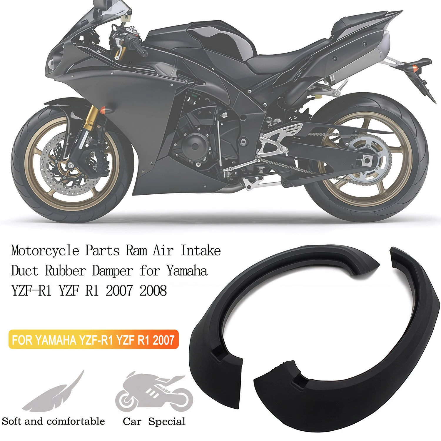Black Motorcycle Ram Air Intake Tube Duct Cover Damper Rubber Seal Strip For Yamaha YZF R1 2007 2008 YZF R1 YZFR1 Accessories
Black Motorcycle Ram Air Intake Tube Duct Cover Damper Rubber Seal Strip For Yamaha YZF R1 2007 2008 YZF R1 YZFR1 Accessories