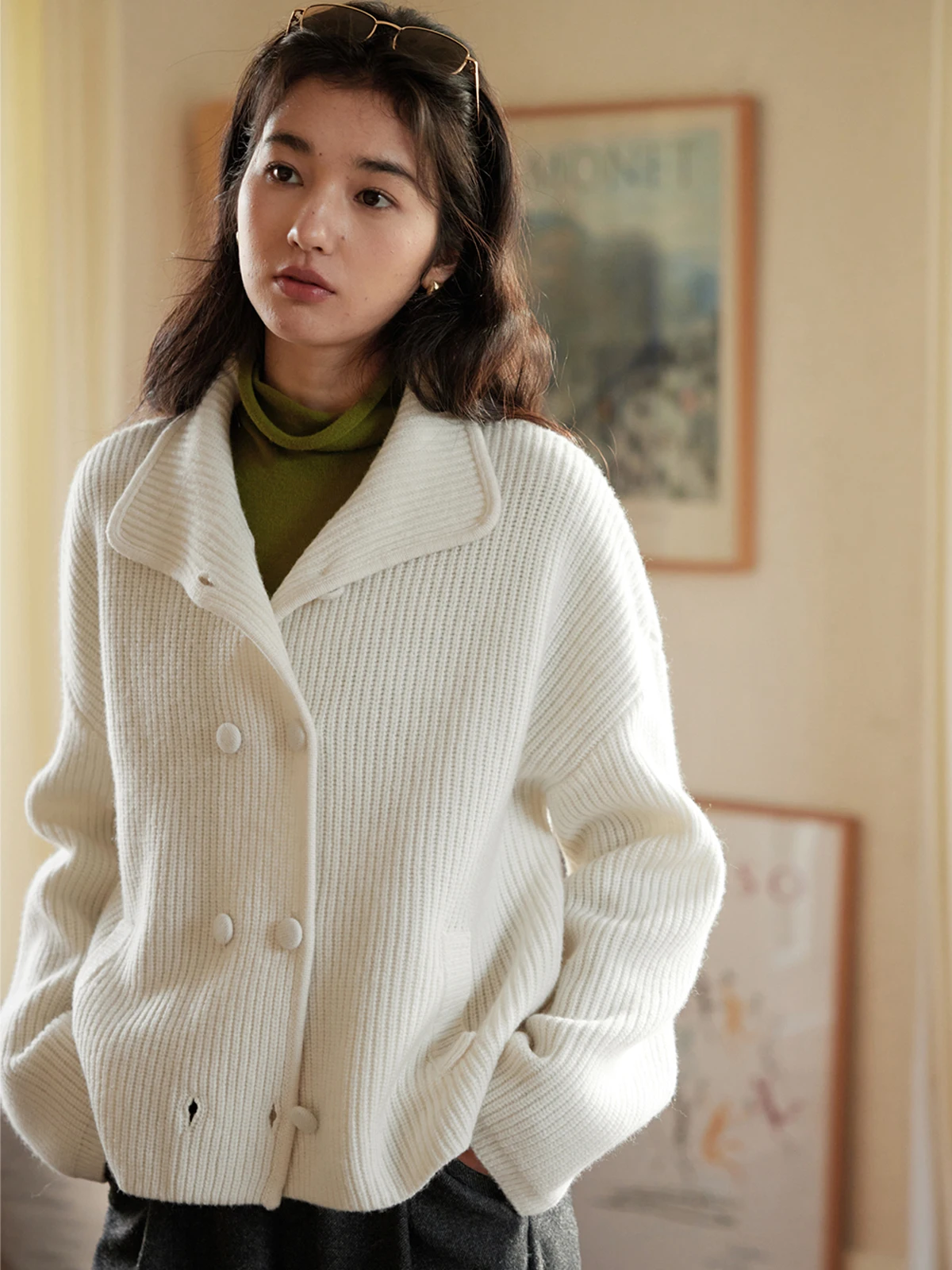 Solighter 00 Wool Double-Button Knitted Open Cardigan Women's Spring Loose Sweater Jaet Comfortable Breathable Long Sve
Solighter 00 Wool Double-Button Knitted Open Cardigan Women's Spring Loose Sweater Jaet Comfortable Breathable Long Sve