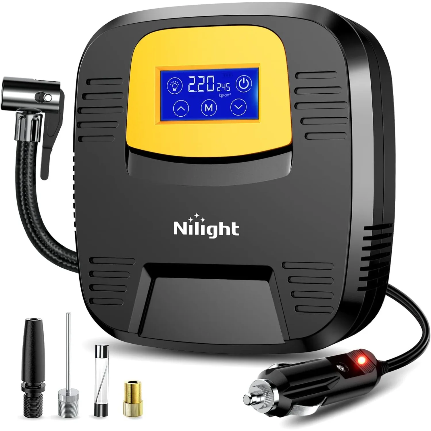 Nilight Tire Inflator Air Compressor 12V DC Portable Pump with Digital Pressure Gauge 150PSI Auto LED Light for Car ATV Bicycles
Nilight Tire Inflator Air Compressor 12V DC Portable Pump with Digital Pressure Gauge 150PSI Auto LED Light for Car ATV Bicycles