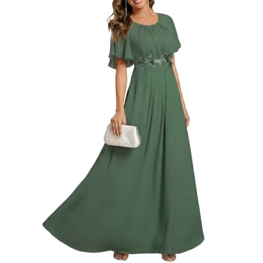 Ever-Pretty Women's Classic Round Neck Pleated Short Sleeves Chiffon Appliques Floor Length A Line Formal Evening Dresses
Ever-Pretty Women's Classic Round Neck Pleated Short Sleeves Chiffon Appliques Floor Length A Line Formal Evening Dresses