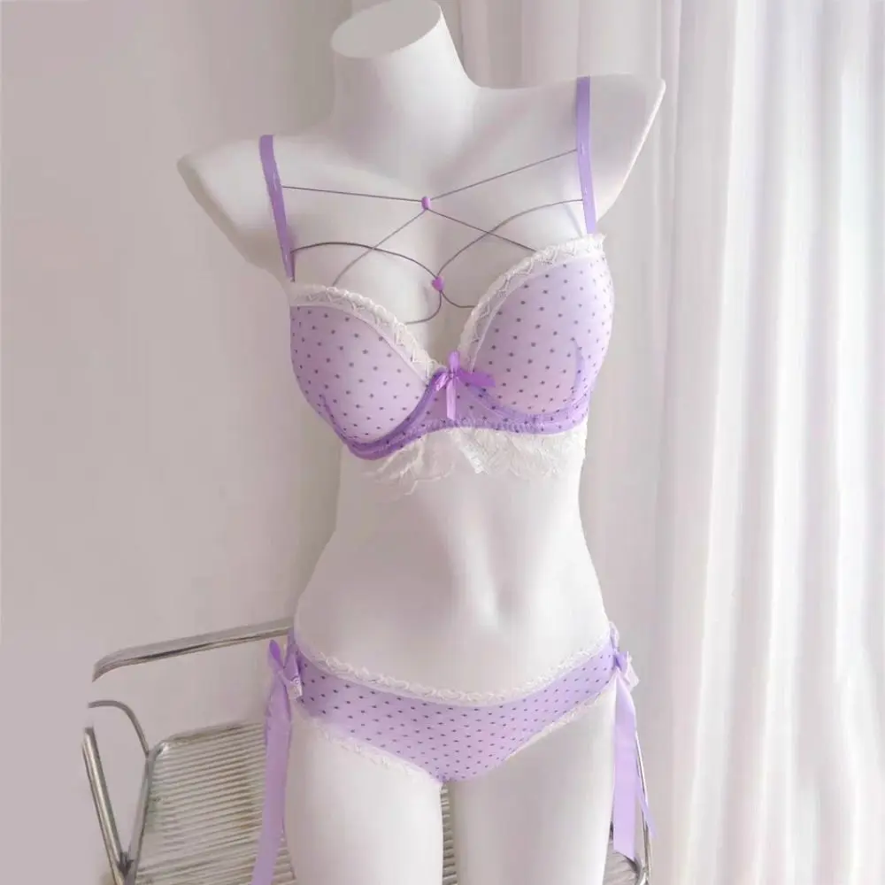 Beautiful Dots Lace Bra Set Bowknots Lace-up Bra Panties Set Love Heart Sexy Push Up Bra Women Romantic Evenings
Beautiful Dots Lace Bra Set Bowknots Lace-up Bra Panties Set Love Heart Sexy Push Up Bra Women Romantic Evenings