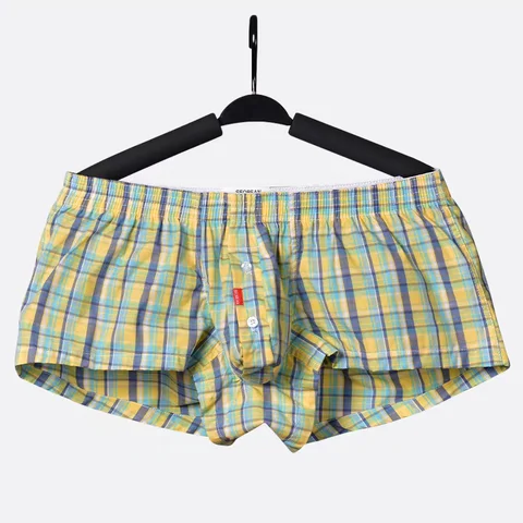 SEOBEAN Men's plaid Trunks Pajama Shorts Casual Tracksuit100% Cotton Comfortable Breathable Sleepwear