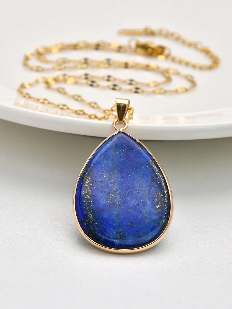 Bohemian Lapis Lazuli Teardrop Pendant Necklace Stainless Steel Chain For Adults
Bohemian Lapis Lazuli Teardrop Pendant Necklace Stainless Steel Chain For Adults