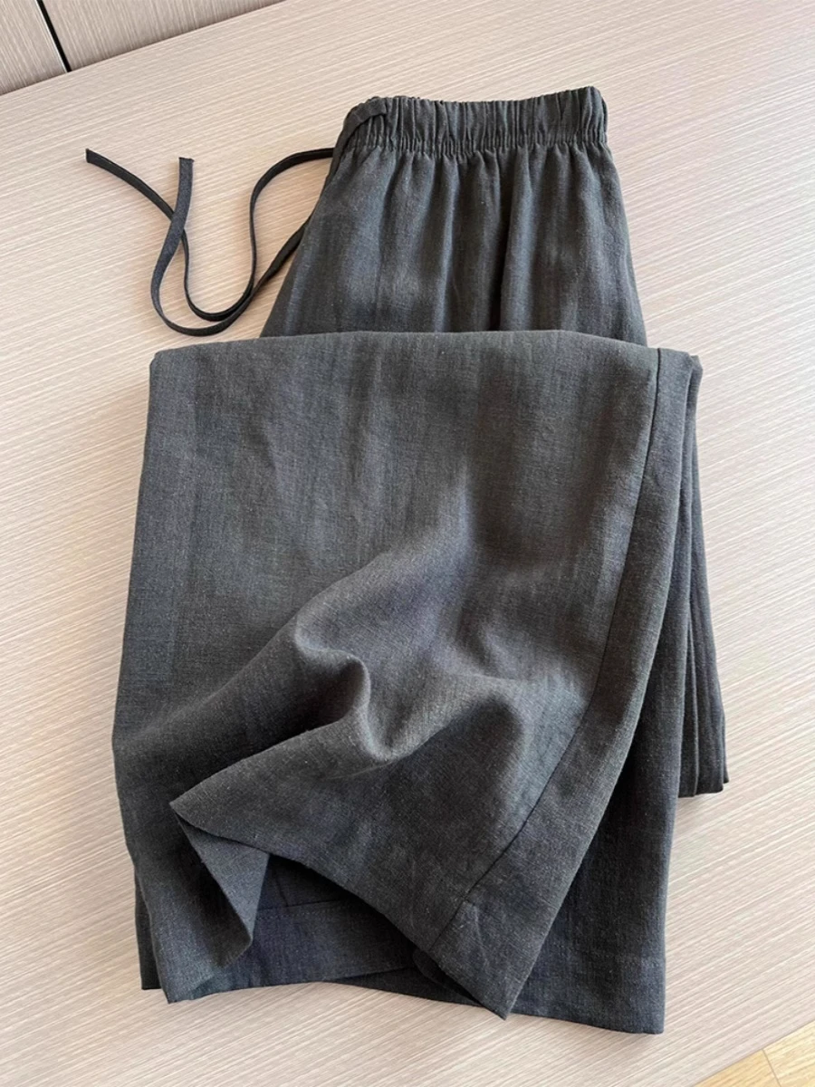 High Waist Cotton Linen Wide Leg Pants Women's Casual Straight Cut Long Trousers Summer New Style Retro Japanese Style
High Waist Cotton Linen Wide Leg Pants Women's Casual Straight Cut Long Trousers Summer New Style Retro Japanese Style