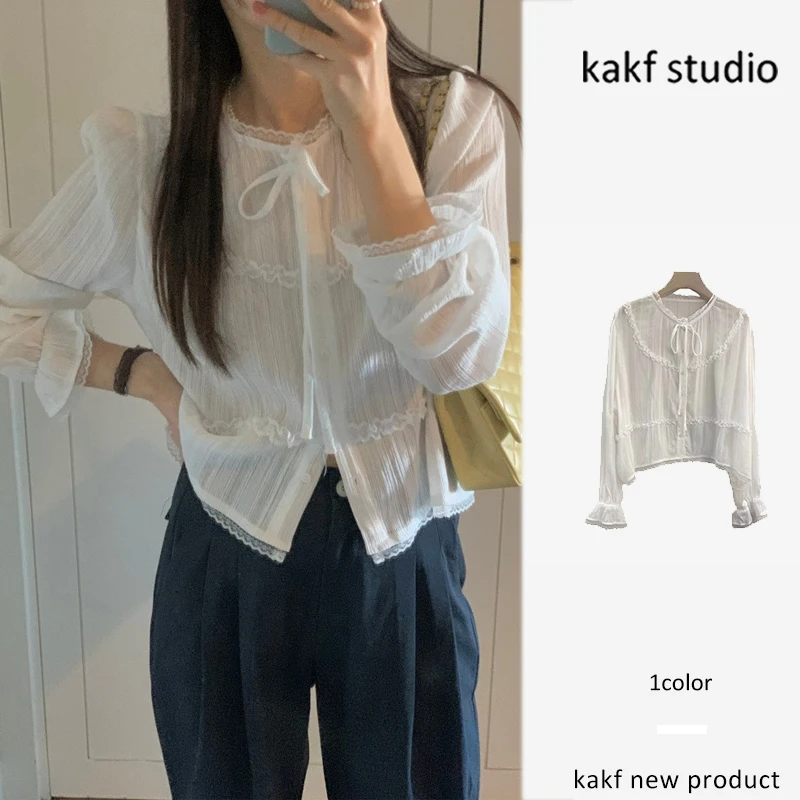 Шикарная милая кружевная отделка, свободный женский топ irt Sli на раннюю весну, корейский топ с пузырьками све и пуговицами, обычная длина
Шикарная милая кружевная отделка, свободный женский топ irt Sli на раннюю весну, корейский топ с пузырьками све и пуговицами, обычная длина