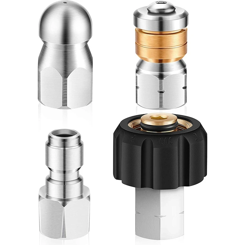 4 Pieces Sewer Jetter Nozzle Kit For Pressure Washer Stainless Steel Fixed Rotating Sewer Nozzle Quick Adapter Plug
4 Pieces Sewer Jetter Nozzle Kit For Pressure Washer Stainless Steel Fixed Rotating Sewer Nozzle Quick Adapter Plug